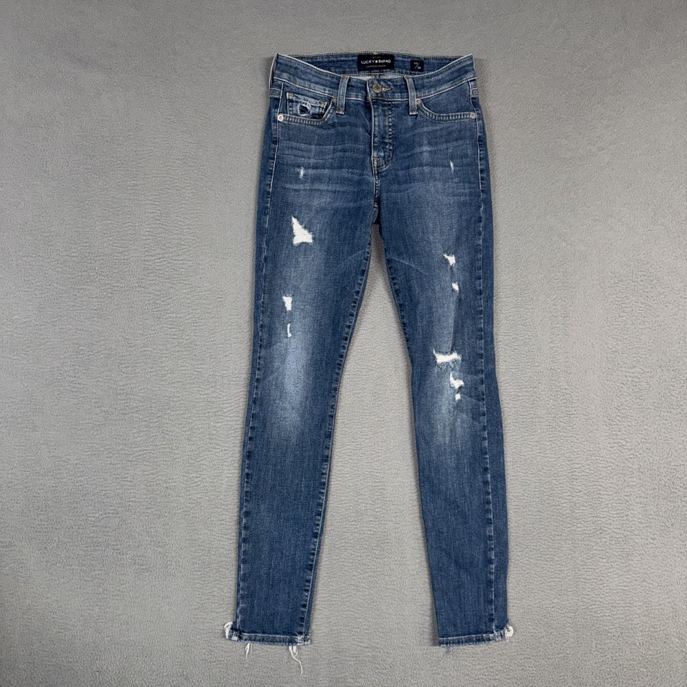 Lucky Brand Jeans Womens 00 Blue Ava Super Skinny Stretch Distressed Denim